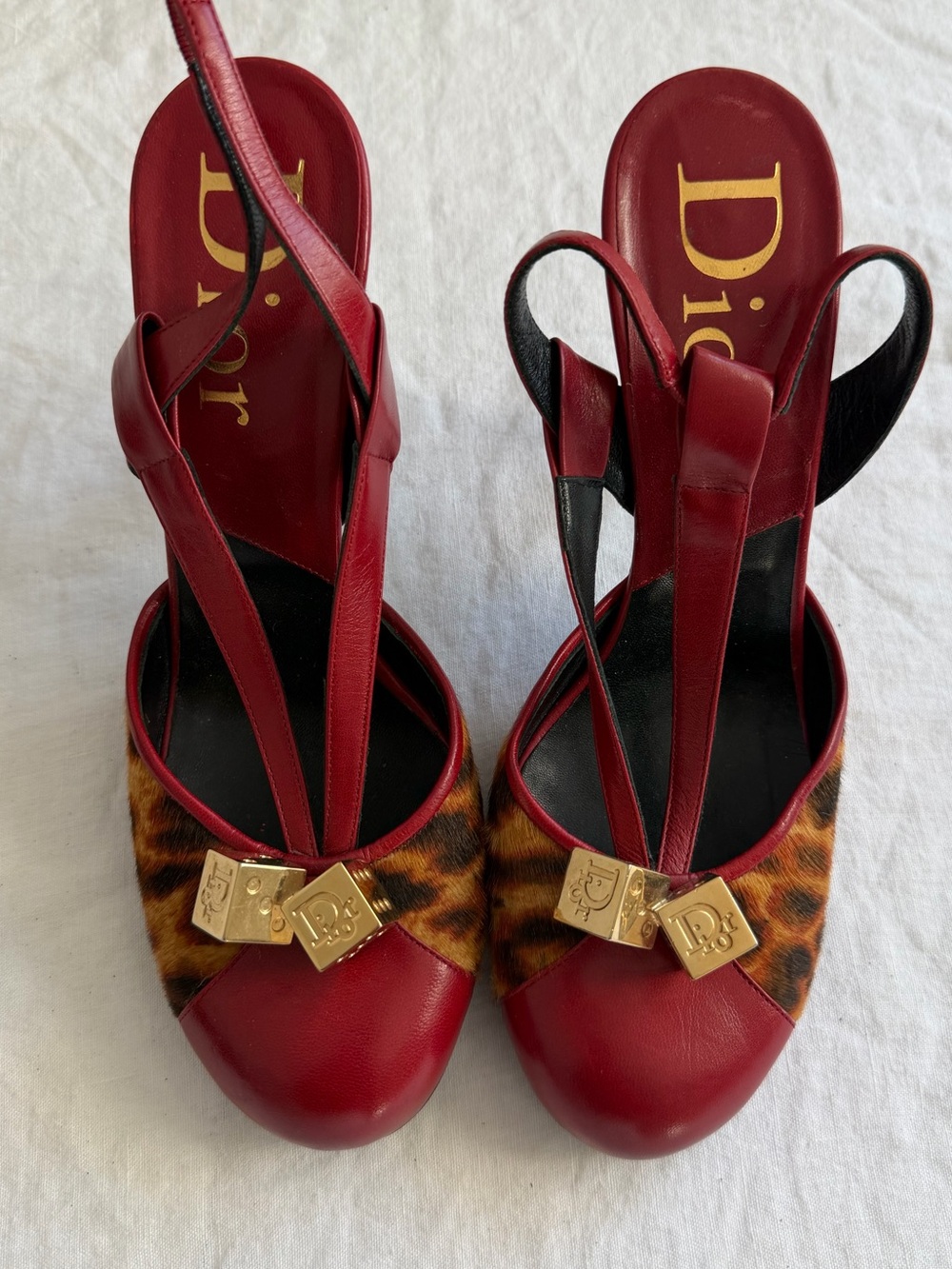 Rare Christian Dior by Galliano Leather Ponyhair Slingback Heels